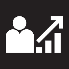 Business Meeting Outline of Man Presenting Graph Data with People Icon, Training Icon. Business Presentation Monitor Icon Vector Design. Chart icon. Element of head hunting icon.