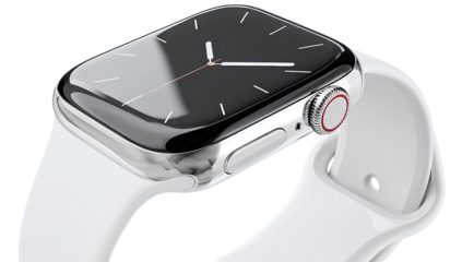 Silver Smartwatch with White Strap Stylish Design Wearable Technology