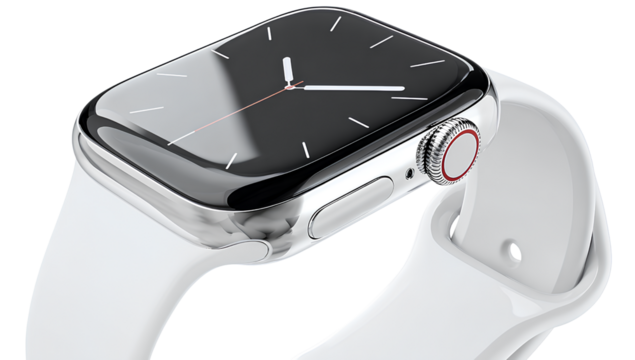 Silver Smartwatch with White Strap Stylish Design Wearable Technology