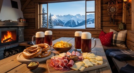 Alpine Cabin Beer  Snacks.