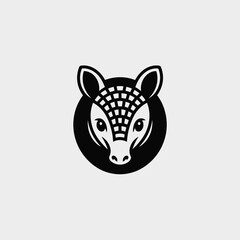 Black and white armadillo head graphic logo animal