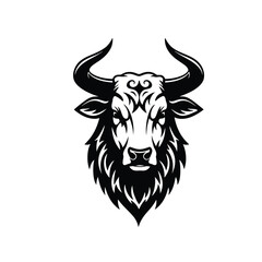 Black and white bull head with tribal markings animal