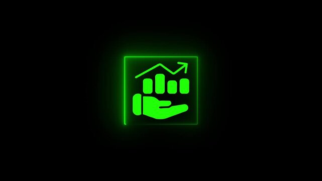 green neon box color Neon loyalty concept, the people, advocates for your brand who will continuously engage with, repeatedly purchase from, Loyalty icon isolated on black background