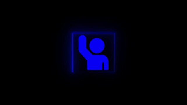 pink neon box glowing neon a man icon animated. animation on a black background. 4k video