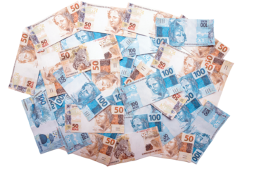 Notas de Dinheiro Reais Brasileiros 100 e 50 PNG com fundo transparente