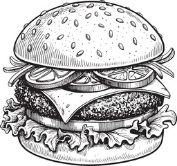 Burger vector line art illustration