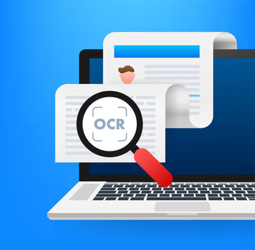 OCR optical character recognition concept with laptop and document