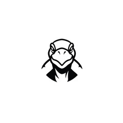 Black and white cartoon turtle head graphic animal