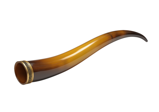 Curved Hunting Horn with Decorative Band isolated on a transparent background - Powered by Adobe