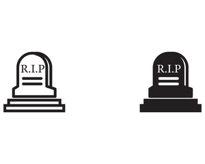 Tombstone icons set vectors black and colored style 