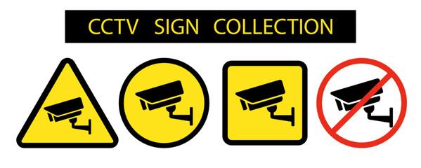 Security Camera or cctv sign, logo, badge, icon, sticker, label, emblem, stamp, symbol, video surveillance
