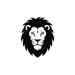 Fototapeta premium Black and white graphic lion head with mane vector