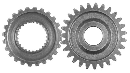 Two cog gears isolated on white