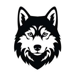 Black and white graphic wolf head animal