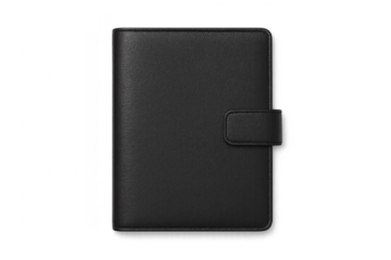 Black leather diary or notebook with clasp closure