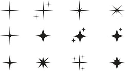 Sparkle and Star Icon Set. Shine, Glow, and Twinkle Effects Vector Collection