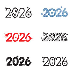 Vector art of collection of 2026 new year designs with stars set and bundle silhouette art vector design