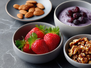 Healthy breakfast ingredients providing nutrition and wellness