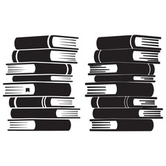 Vector art of two stacks of books, perfect for educational illustrations set and bundle silhouette art vector design