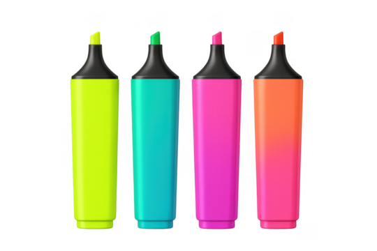 Colorful neon highlighters for studying and office work