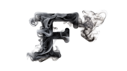 Smoky Letter F on Transparent Background