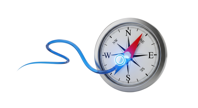 A compass with a red needle and a blue line on a black background video 4k
