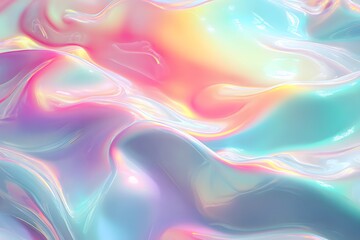 Abstract iridescent waves with pastel colors creating a smooth and flowing texture effect design