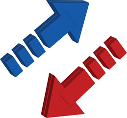 3D illustration of a blue arrow with a red arrow symbolizing business success and finance growth on an abstract chart graph