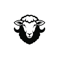 Black and white sheep head graphic logo animal