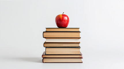 Concept Illustration of an Apple on a Pile of Books