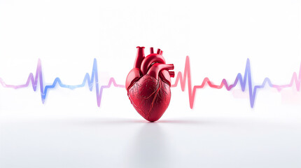 Concept Illustration of a Heart with EKG Waves.
