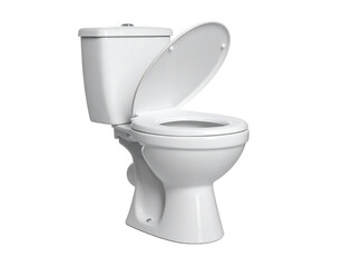 White ceramic toilet with open lid isolated on transparent background