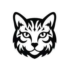 Black and white stylized cat face graphic feline animal