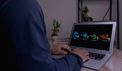 AI email assistant automating an inbox workflow, analyzing content, and sending automated responses.