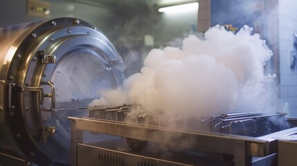 Cuttingedge HighTech Laboratory Equipment Featuring Vapor and Steam in a Modern Research Facility Setting