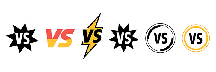Versus Icons Collection Battle Comparison Match Vector Graphics Various Styles Competition Design