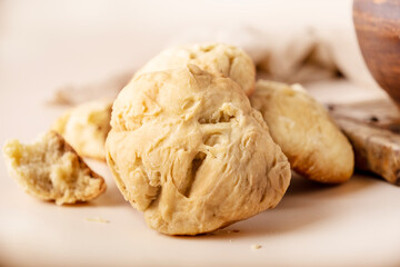 Homemade textured cookies on the table, close-up