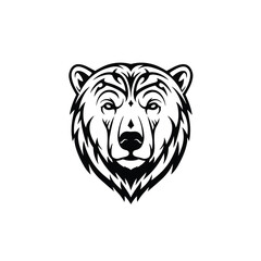 Black and white tribal bear head graphic animal wildlife