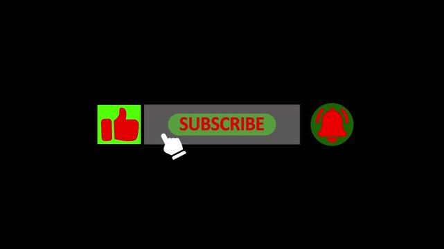 A youtube subscribe reminder with like button bell icon and hand cursor on a green background image.