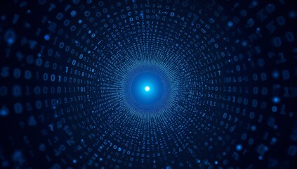 Digital Vortex. A Tunnel of Data, Light and Shadows in a Binary Stream.