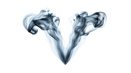 Artistic Smoke Letter V on Transparent Background