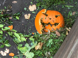 Broken halloween pumpkin