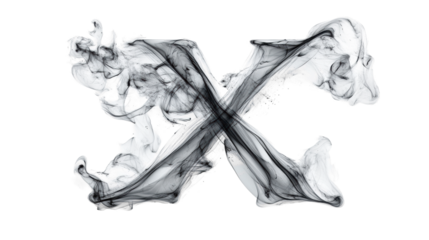 Artistic Black Smoke Letter X Illustration on Transparent Background