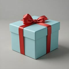 Obraz premium Brightly colored gift box with a red ribbon tied around it perfectly, wrapped gift, present box, birthday gift 