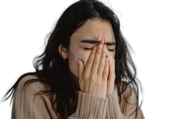 PNG Hispanic woman head sneezing person.