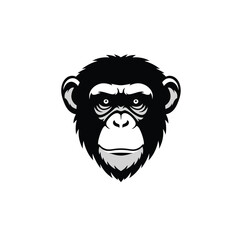 Black chimpanzee face graphic with white background