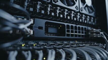 Server hardware failure with sparks and an electrical explosion. Close-up of a processor short circuit in a data center rack. System crash, overload, or cybersecurity attack concept - Powered by Adobe