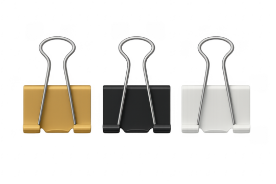 Binder clips holding documents concept on transparent background - Powered by Adobe