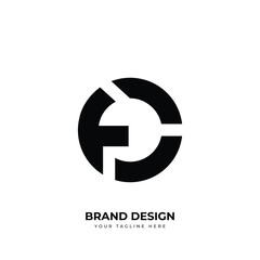 Letter Fc or cf circle shape abstract unique monogram logo