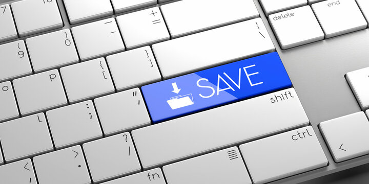Save - modern computer keyboard - 3D illustration